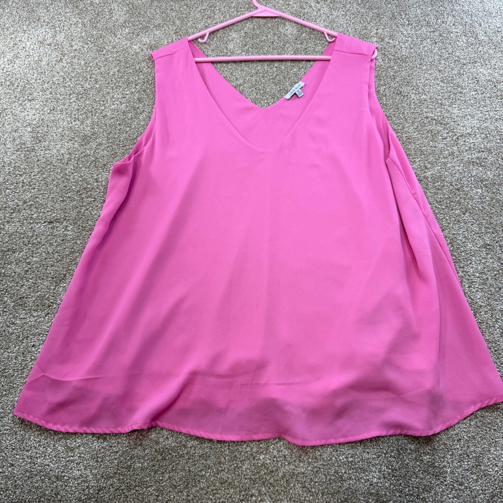White Birch Womens Pink V-Neck Sleeveless Flowy Blouse Top 2X XXL Office Work